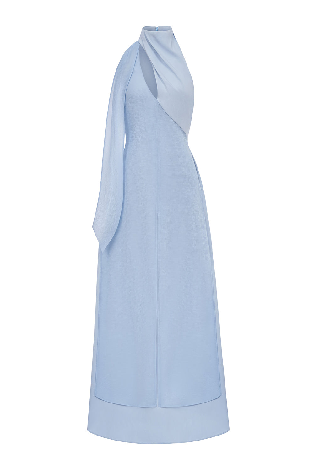 Yen Layered High Neck Floss Silk Ankle Length Dress