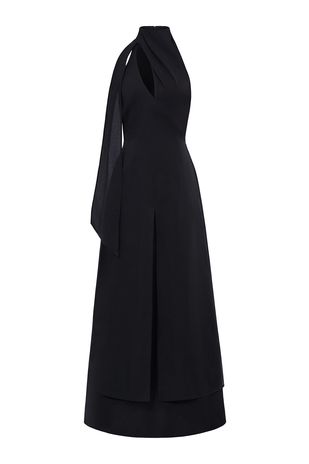 Yen Layered High Neck Floss Silk Ankle Length Dress