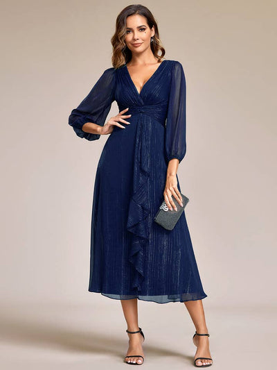 Luminous Chiffon Long Sleeve Dress