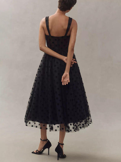 Selora | Black Polka Dot Evening Dress