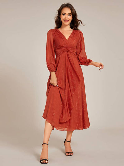Luminous Chiffon Long Sleeve Dress