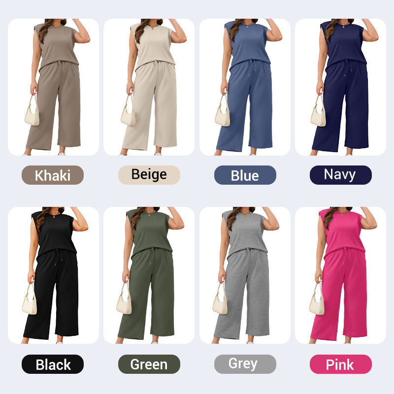 Women's  Sleeveless Top & Wide-Leg Pants 2-Piece Set