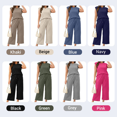 Women's  Sleeveless Top & Wide-Leg Pants 2-Piece Set