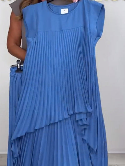 Laney pleated short sleeve dress