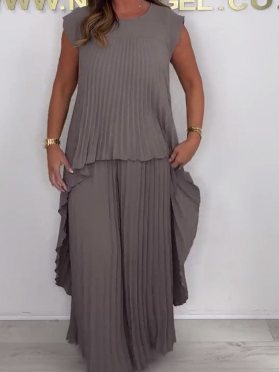Laney pleated short sleeve dress