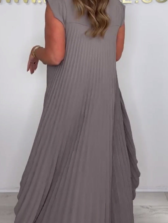 Laney pleated short sleeve dress