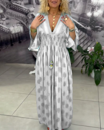 Loose Holiday Print Maxi Dress