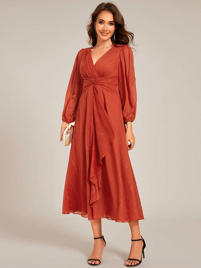Luminous Chiffon Long Sleeve Dress