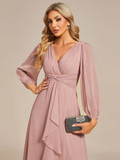 Luminous Chiffon Long Sleeve Dress