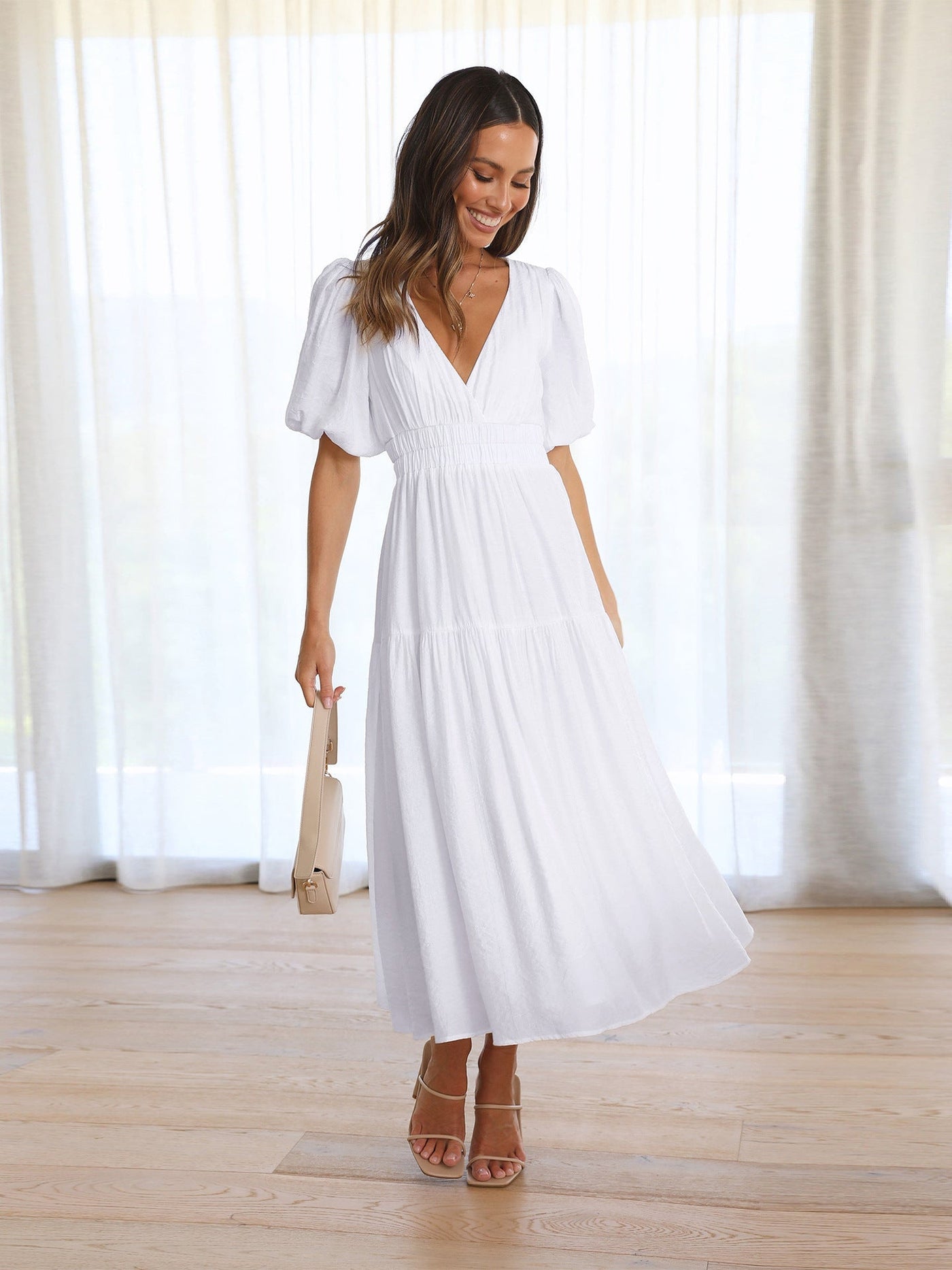 Bethany | Dress with Puff Sleeves