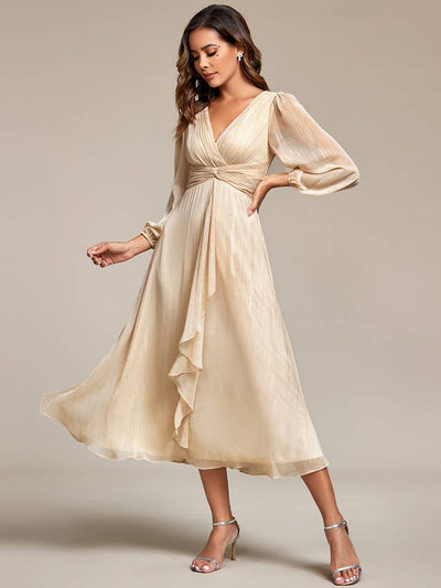 Luminous Chiffon Long Sleeve Dress