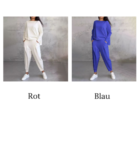 SaLong sleeve round neck top & pants 2-piece set
