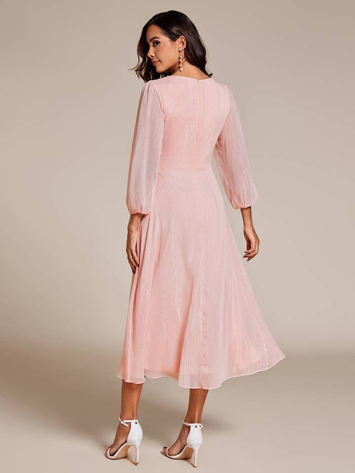 Luminous Chiffon Long Sleeve Dress