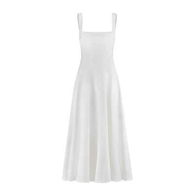 High Waist Square Neck Midi Dress (Multicolor)