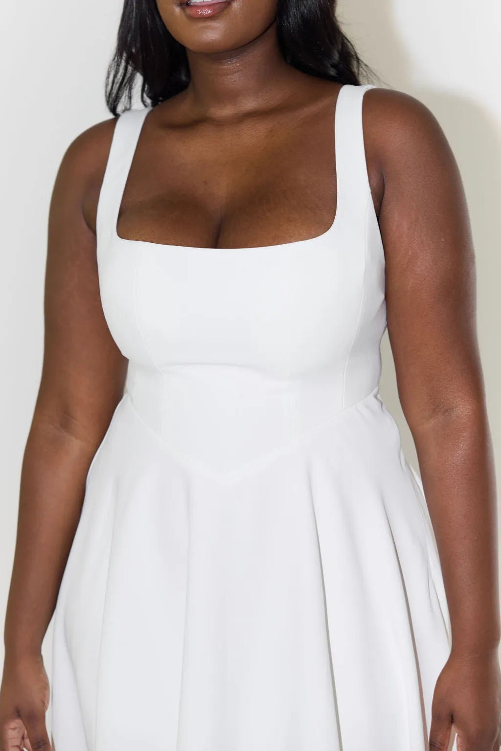 High Waist Square Neck Midi Dress (Multicolor)