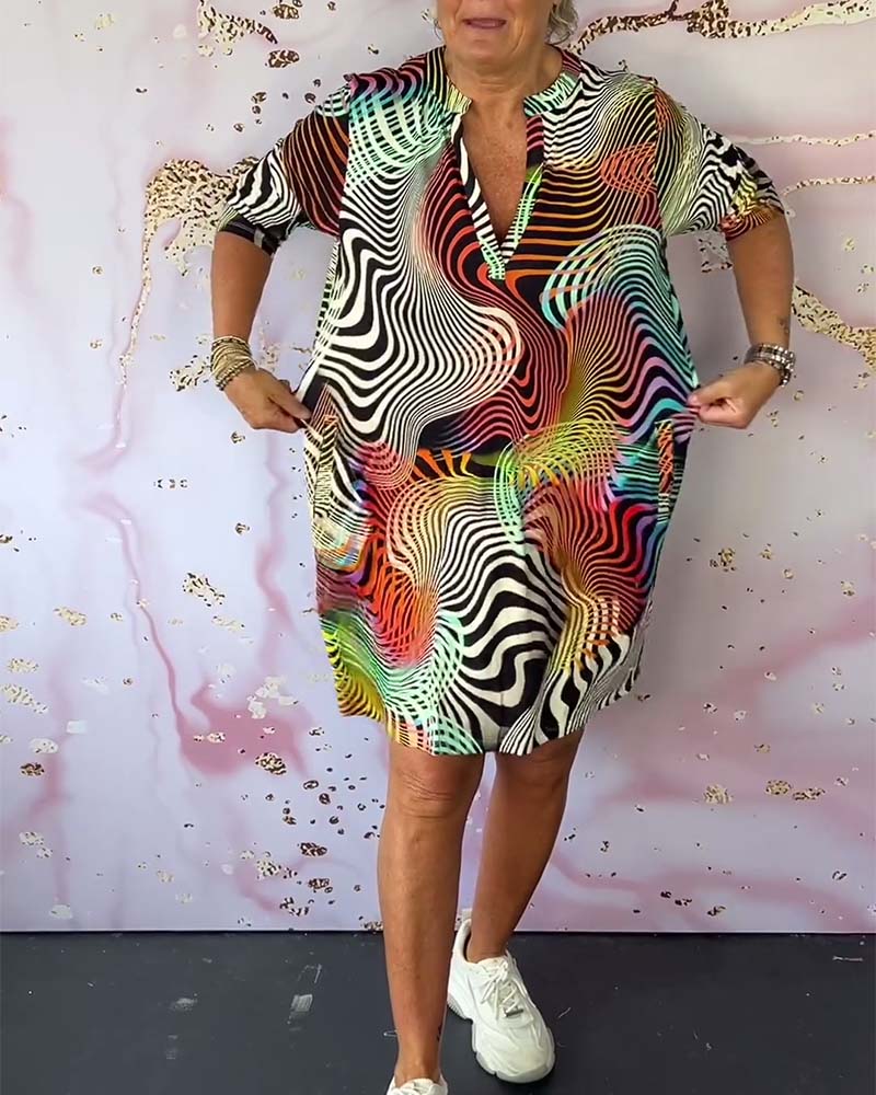 Ria™ | Colorful V-neck dress