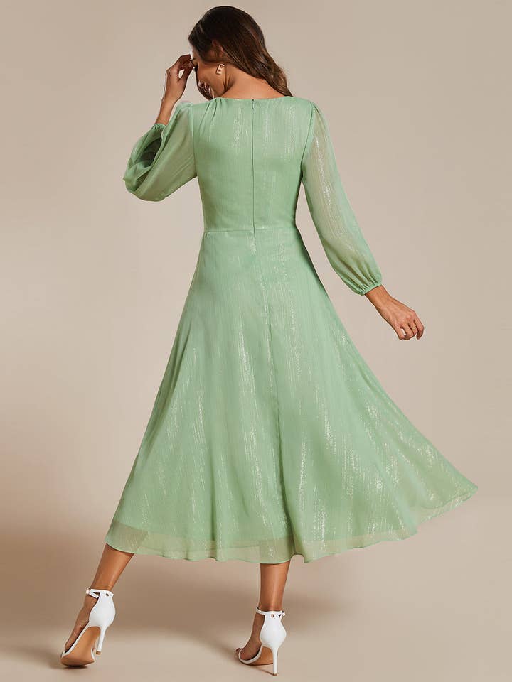 Luminous Chiffon Long Sleeve Dress