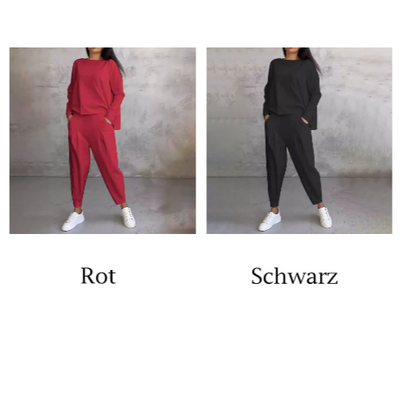 SaLong sleeve round neck top & pants 2-piece set