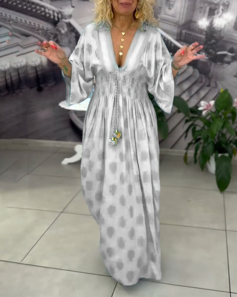 Loose Holiday Print Maxi Dress