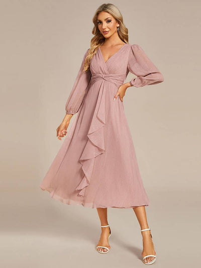 Luminous Chiffon Long Sleeve Dress