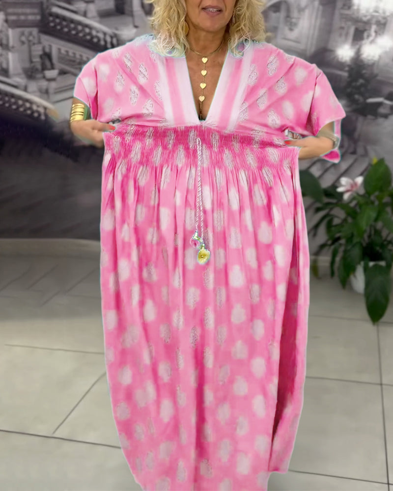 Loose Holiday Print Maxi Dress