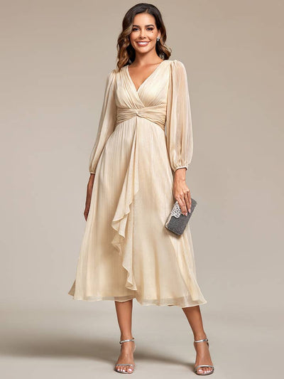 Luminous Chiffon Long Sleeve Dress