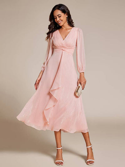 Luminous Chiffon Long Sleeve Dress