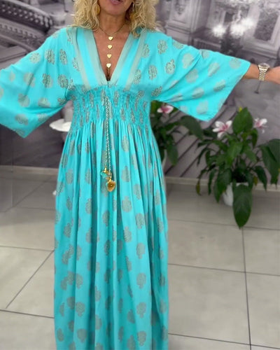 Loose Holiday Print Maxi Dress
