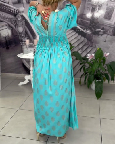 Loose Holiday Print Maxi Dress