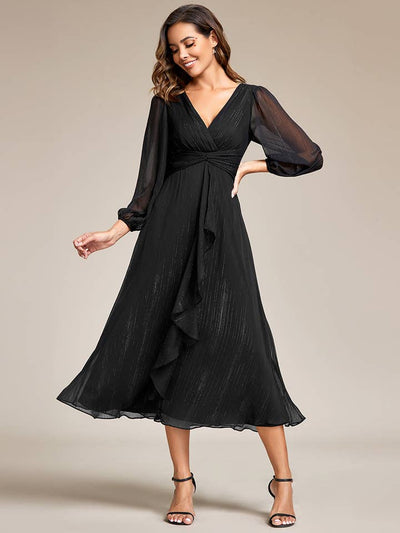 Luminous Chiffon Long Sleeve Dress