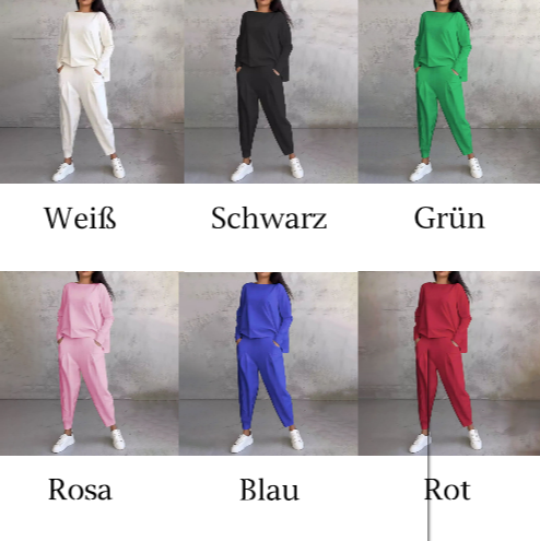 SaLong sleeve round neck top & pants 2-piece set