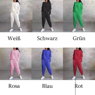 SaLong sleeve round neck top & pants 2-piece set