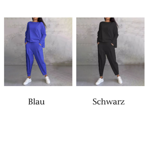 SaLong sleeve round neck top & pants 2-piece set