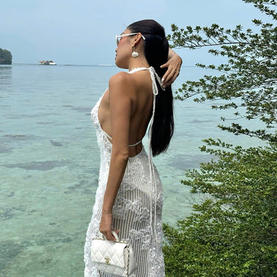 Arlette | Halter Neck Sleeveless Maxi Dress