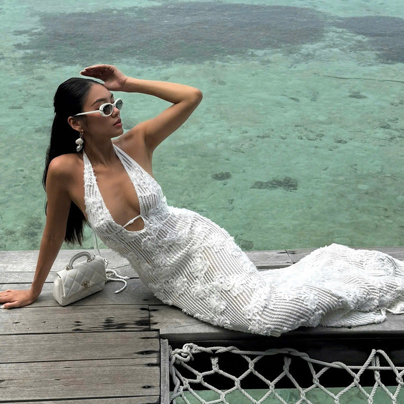 Arlette | Halter Neck Sleeveless Maxi Dress