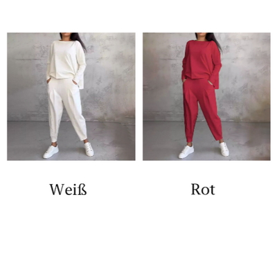 SaLong sleeve round neck top & pants 2-piece set