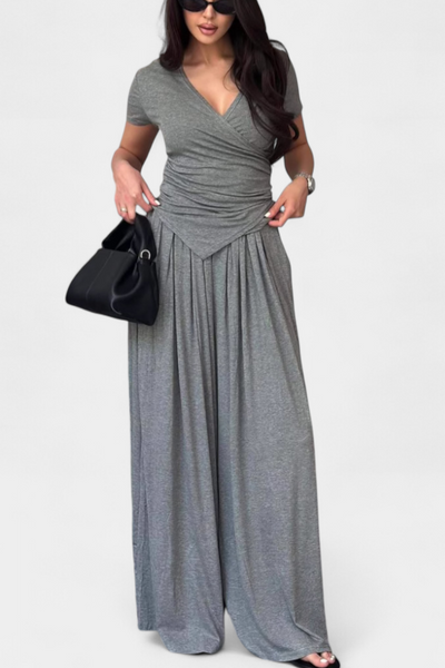 Ruslana Comfortable Two-Piece Set with Cross V-Neckline