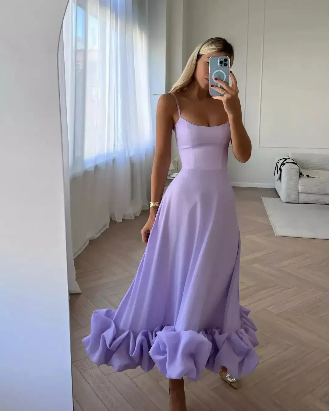 Elegant Curved Hem Dress
