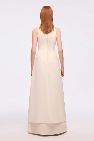 Han Yen Layered High Neck Crinkle Crepe Maxi Dress
