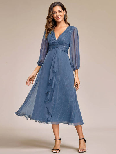 Luminous Chiffon Long Sleeve Dress