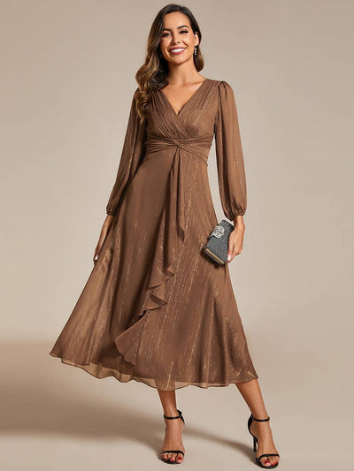 Luminous Chiffon Long Sleeve Dress