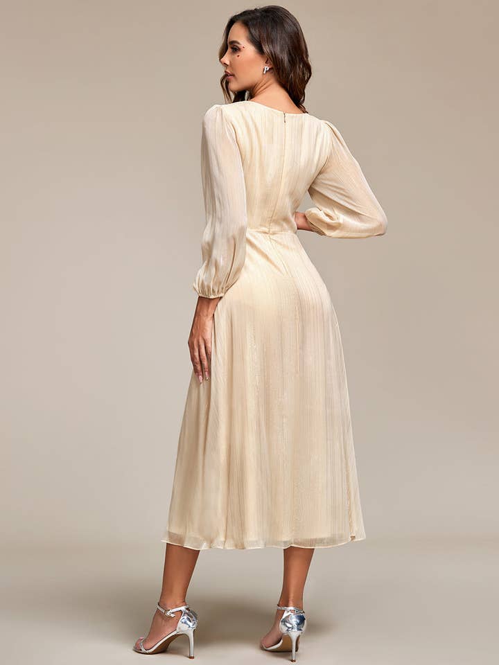 Luminous Chiffon Long Sleeve Dress
