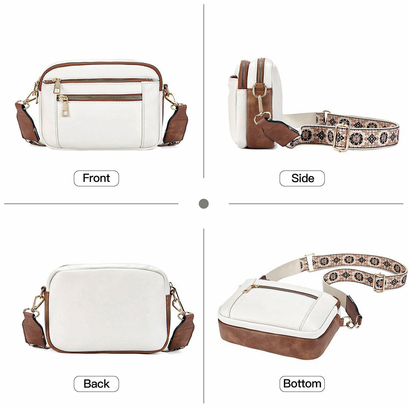 Erikka | Elegant crossbody bag with patterned adjustable strap