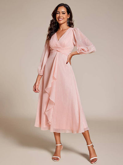 Luminous Chiffon Long Sleeve Dress