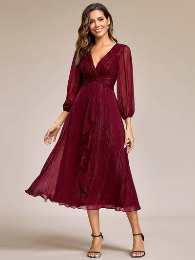 Luminous Chiffon Long Sleeve Dress