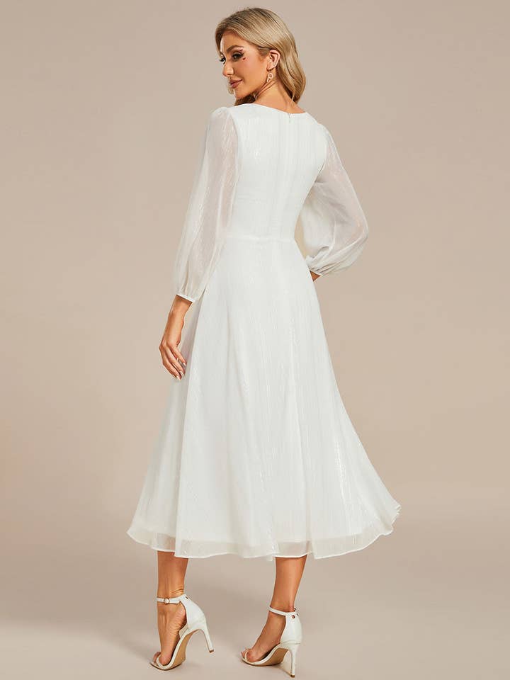 Luminous Chiffon Long Sleeve Dress