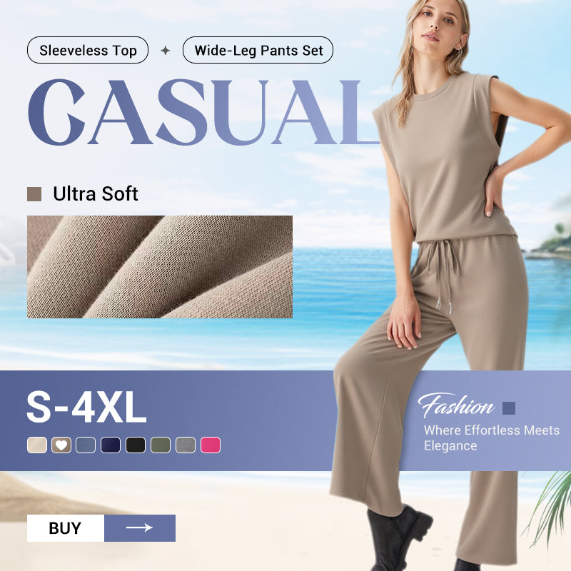 Women's  Sleeveless Top & Wide-Leg Pants 2-Piece Set
