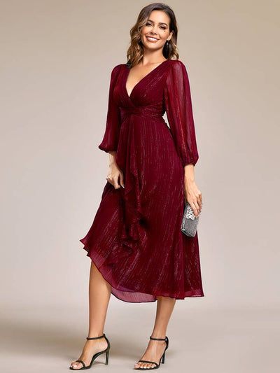 Luminous Chiffon Long Sleeve Dress