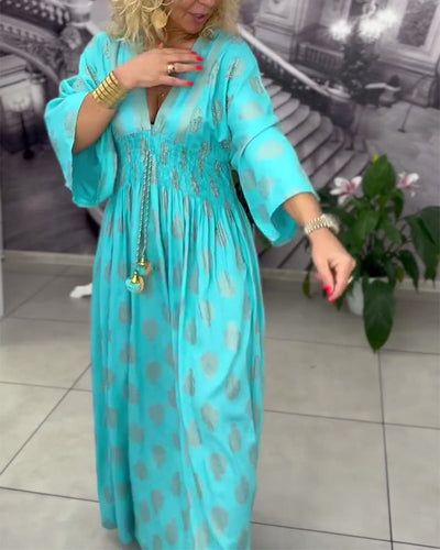 Loose Holiday Print Maxi Dress