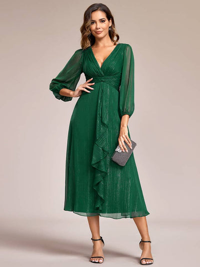 Luminous Chiffon Long Sleeve Dress